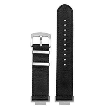 Imagem de SRDRK Pulseira de relógio esportiva masculina modificada de lona GA110/100/120 GM/GA2100 DW-5600 GW-B5600 GW-M5610 DIY (fivela preta prateada)
