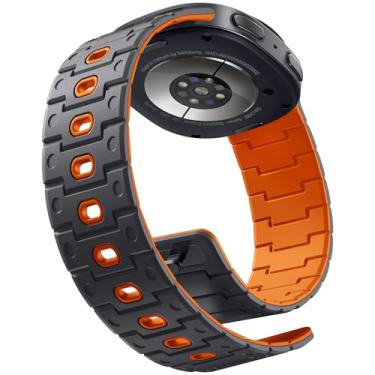 Imagem de Bandletic Pulseira magnética de silicone compatível com Samsung Galaxy Watch 8 de 40 mm, 44 mm/8 Classic de 46 mm 2025, sem lacunas, macia, esportiva, respirável e feminina, cinza espacial/laranja