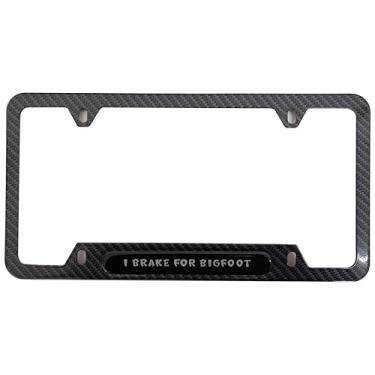 Imagem de I Brake for Bigfoot Placa de Licença Suporte com Parafusos Aço Inoxidável 1 peça (Fibra de Carbono)