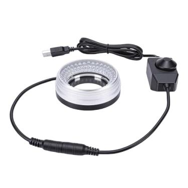 Imagem de Mulcort Anel de luz LED de microscópio 25W fonte de luz branca padrão 6500K brilho ajustável invólucro de metal durável lente à prova de óleo para monocular estéreo (72 LED (ultra brilhante))