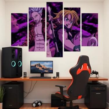 Imagem de Quadro decorativo Mosaico - 7 pecados capitais - Seven Deadly Sins - 5 Peças – Meliodas, Escanor-05