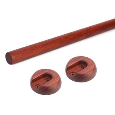 Imagem de 1 haste de armário de madeira para pendurar roupas, poste redondo premium para armário com barra transversal, varões de pendurar de madeira natural para armário (D2,5 cm/0.