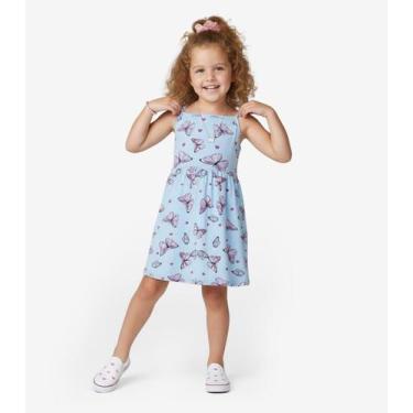 Imagem de Vestido Infantil Estampado de Alcinha Biju Kids Azul, 2, Azul