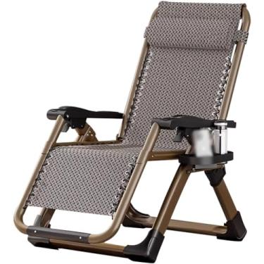 Imagem de Cadeira reclinável para quintal, cadeira portátil de gravidade zero, reclinável dobrável para pátio ao ar livre, com encosto de cabeça e bandeja lateral, para praia de quintal à beira da piscina
