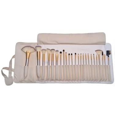 Imagem de Conjunto de pincéis de maquiagem Feiyxu, 24 peças, cabo profissional de madeira, corretivos, contornos, sintéticos, base, mistura de pó facial, sombra, pincéis cosméticos com bolsa, pincéis de