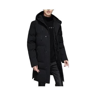 Imagem de Parka Masculina Longa De Algodão Acolchoada Quente Cor Sólida Estilo F