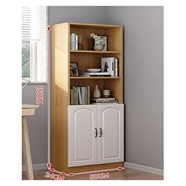 Imagem de Estante de livros pequena, armário de armazenamento de lacunas estreitas multicamadas, sala de estar hidráulica (cor: 40 x 24 x 180 cm, cor de teca O) (50 x 24 x 180 cm, nogueira clara)