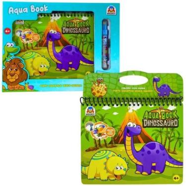 Imagem de Livro Infantil Aqua Book Para Pintar Com Água - Braskit, Dinossauro