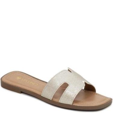 Imagem de Rasteira Slide Feminina Brilho Bico Quadrado Via Uno 948017-Feminino