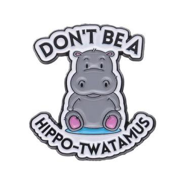 Imagem de Brooch Pin Cartoon Hippo com citação engraçada Animal Badg - Yiweisai