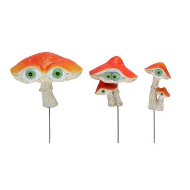 Imagem de Conjunto de ornamentos Fairy Garden Creative Mushroom Resin, 3 unidade