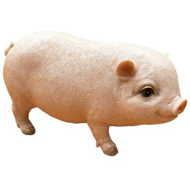 Imagem de Figura de animal fofa de porco de resina criativa para estátua de jard