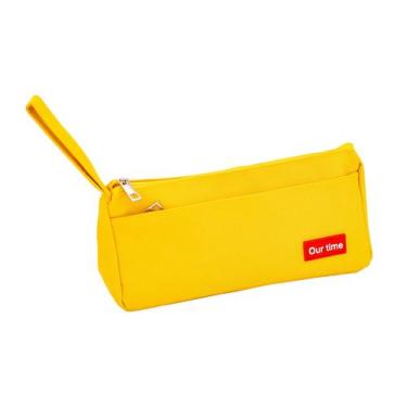 Imagem de Estojo para lápis, bolsa triangular para caneta amarela de grande capa