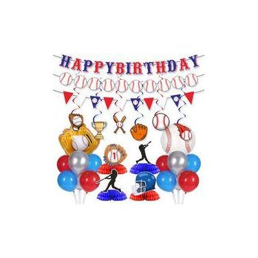 Imagem de Kit de decoração de festa de beisebol, 14 unidades  Happy Birthday Ban