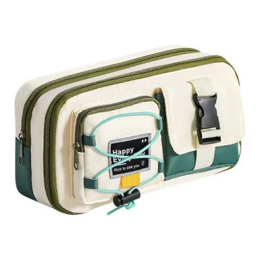 Imagem de Estojo de lápis de grande capacidade com 3 compartimentos Tecido Estét