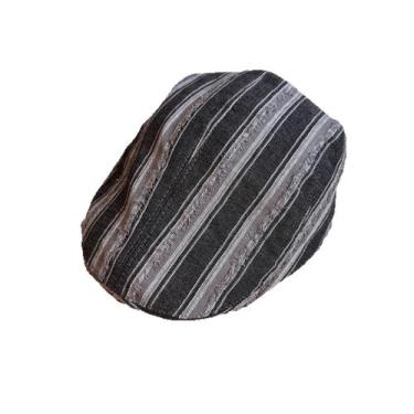 Imagem de Chapéu Gatsby Newsboy com boné plano, preto, cinza, listrado para home