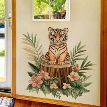 Imagem de Adesivos de parede Tropical Jungle Tiger PVC 40x50cm autoadesivos - yi