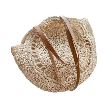 Imagem de Bolsa De Ombro De Palha De Grande Capacidade Para Mulheres, Feita À Mã