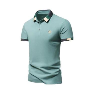 Imagem de Camisa Polo Masculina De Verão Em Seda Gelada, Secagem Rápida, Manga C