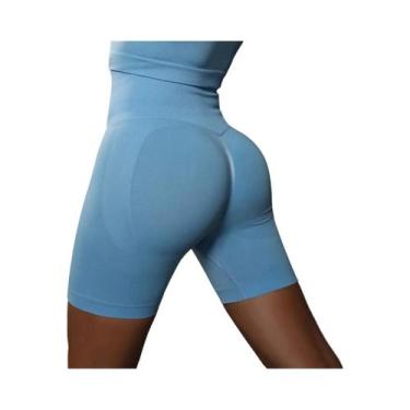 Imagem de Shorts De Yoga Femininos De Cintura Alta Sem Costura Respiráveis Para 