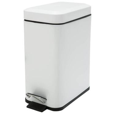 Imagem de Lixeira Retangular 5 Litros Ferro Branca Slim Kala