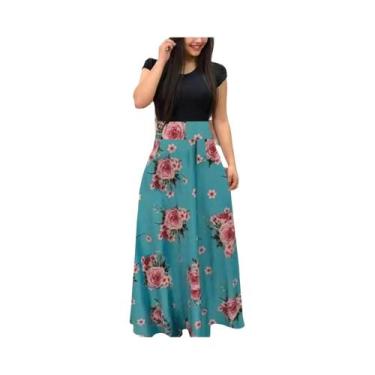 Imagem de Vestido Feminino Grande Com Estampa Floral, Manga Curta, Estilo Europe