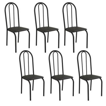 Imagem de Kit 6 Cadeiras Ilhabela Estrutura em Aço Preto Tecido Preto - Casa e C