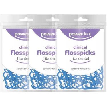 Imagem de Fio Dental Dente Com Suporte Kit Com 3 150uni Descartável - PowerDent