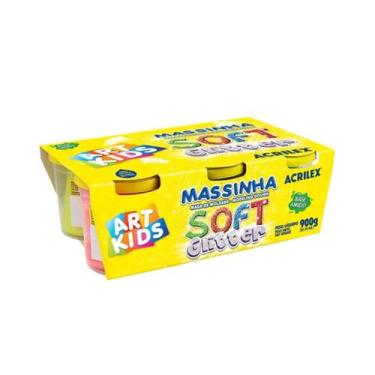 Imagem de Massinha de Modelar Soft Acrilex com Glitter 6 Cores 900g