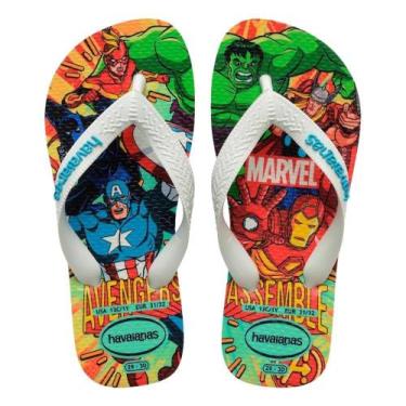 Imagem de Chinelo havaianas infantil menino top marvel ii 4148300, Branco, Azul,