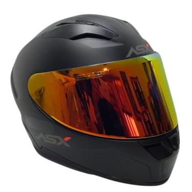 Imagem de Capacete Fechado Asx City Solid Preto Fosco + Vis Vermelha, 60/L (59-6
