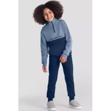 Imagem de Conjunto Moletom Peluciado Infantil Menino Explore Brandili, Azul, 4 (