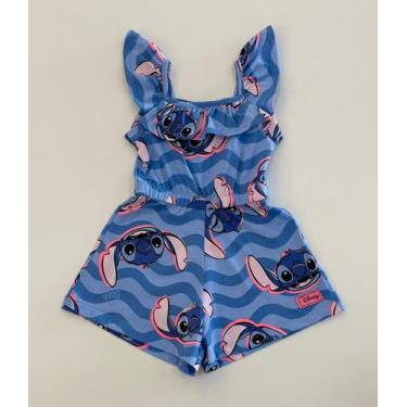 Imagem de Macacão Infantil Menina Momi Azul Personagem Stitch Verão Moda Kids, A