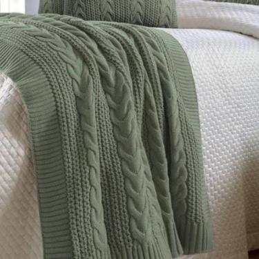Imagem de Peseira de Tricot Adomes Decorativa Multiuso Design Elegante, Cinza