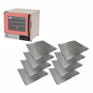 Imagem de Kit Forno Turbo de Convecção Progás a Gás Prp-004 Plus em Aço Inox com 8 Assadeiras Rosa 220V