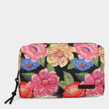 Imagem de Necessaire Farm Ora Bolas Floral Paraíso Feminina, Preto, Único