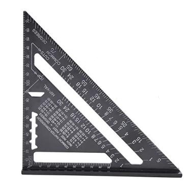 Imagem de Régua triangular preta de 90 graus, régua de liga de alumínio, régua de ângulo para ferramenta de layout quadrado de 17,78 cm para oficina de carpinteiro
