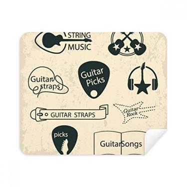 Imagem de Fone de ouvido com estampa de instrumento musical de guitarra, pano de limpeza de tela, 2 peças, tecido de camurça