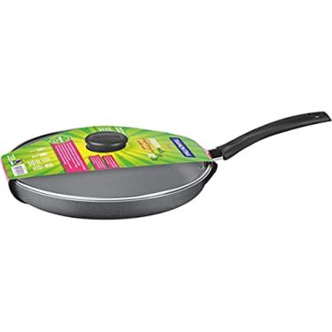 Imagem de Frigideira Reta Tramontina Turim em Alumínio com Revestimento Interno e Externo Antiaderente Starflon Max Cinza com Tampa de Vidro 22 cm 1,7 L