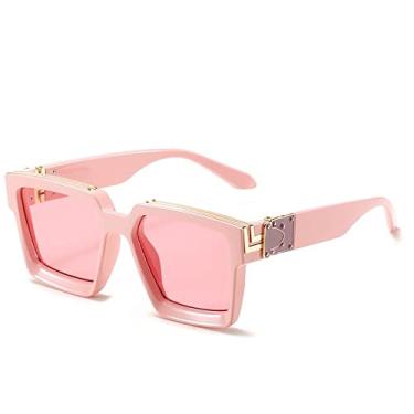 Imagem de Óculos de Sol Steampunk Masculino de Luxo Designer Retro Trend Óculos de Sol Feminino Quadrado Anti-reflexo Óculos de Condução Masculino, C21 Rosa, Outros
