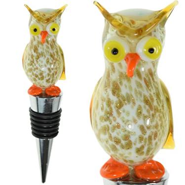 Imagem de Rolha de vidro para garrafa de vinho – Rolha de garrafa de champanhe/vinho, decorativa, colorido, exclusivo, para-choques de vinho de vidro atraente – presente de coruja, acessório de vinho para anfitrião/anfitriã – Corpete/selante de vinho