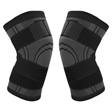 Imagem de Joelheira de Compressão, Joelheira Esportiva Respirável e Fina Joelheira para Ciclismo Ao Ar Livre, Basquete (Preto XG)