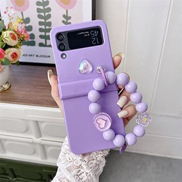 Imagem de Linda caixa de telefone com pulseira de coração para Samsung Galaxy Z Flip 4 capa corrente de mão para Z Flip4 Flip4 pulseira protetora, DS512,8, para Z Flip 4