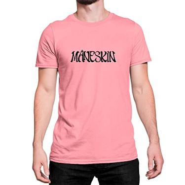 Imagem de Camiseta Básica Unissex Estampada Logo Banda Maneskin Cor:Rosa;Tamanho:P