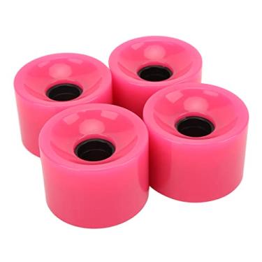 Imagem de Acessórios para scooter, duráveis sem rachar rodas longboard 78A, ampla faixa de aplicação equilibrada, aderência forte para pistas de ruas (rosa vermelha)