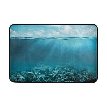 Imagem de Capacho My Daily Coral Under The Sea da Alaza, 40 x 60 cm, sala de estar, quarto, cozinha, banheiro, tapete impresso, exclusivo, leve