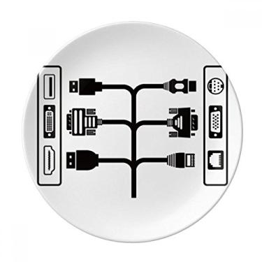 Imagem de Tomada de cabo de carregamento, placa de padrão decorativa de porcelana Salver louças de jantar