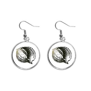 Imagem de Brinco de prata preto com ilustração da vida marinha e pingente de orelha pendente, joia feminina