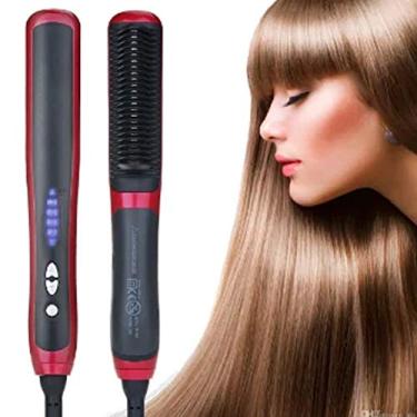 Imagem de Prancha Pente Escova Cerâmica Alisador De Cabelo Feminino Profissional - Bivolt