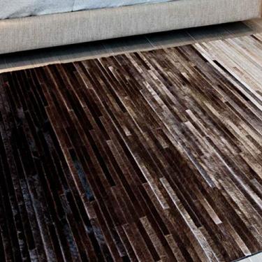 Imagem de Tapete Em Couro, Desenho Geométrico, Tapecouro, Cinza Raro Degradê